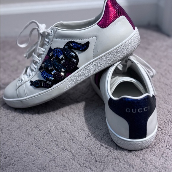 Authentic Gucci woman’s  Ace King Snake Sneakers - Picture 1 of 8